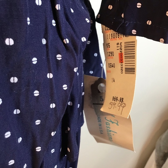 Dress 14 Dark Navy & White Dots MIDI, NWT - Picture 4 of 12